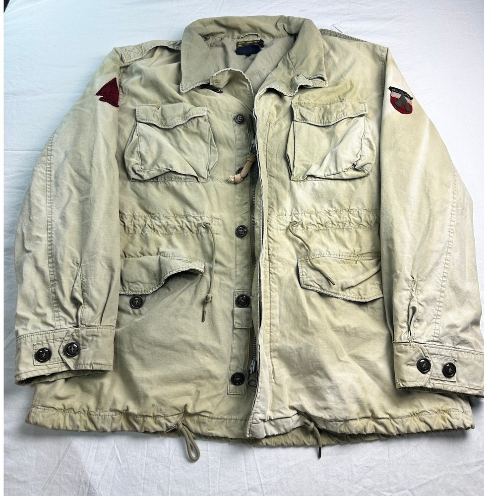 Vintage Polo Ralph Lauren Mens Field Jacket MIL-J-4883A Khaki Military Coat L